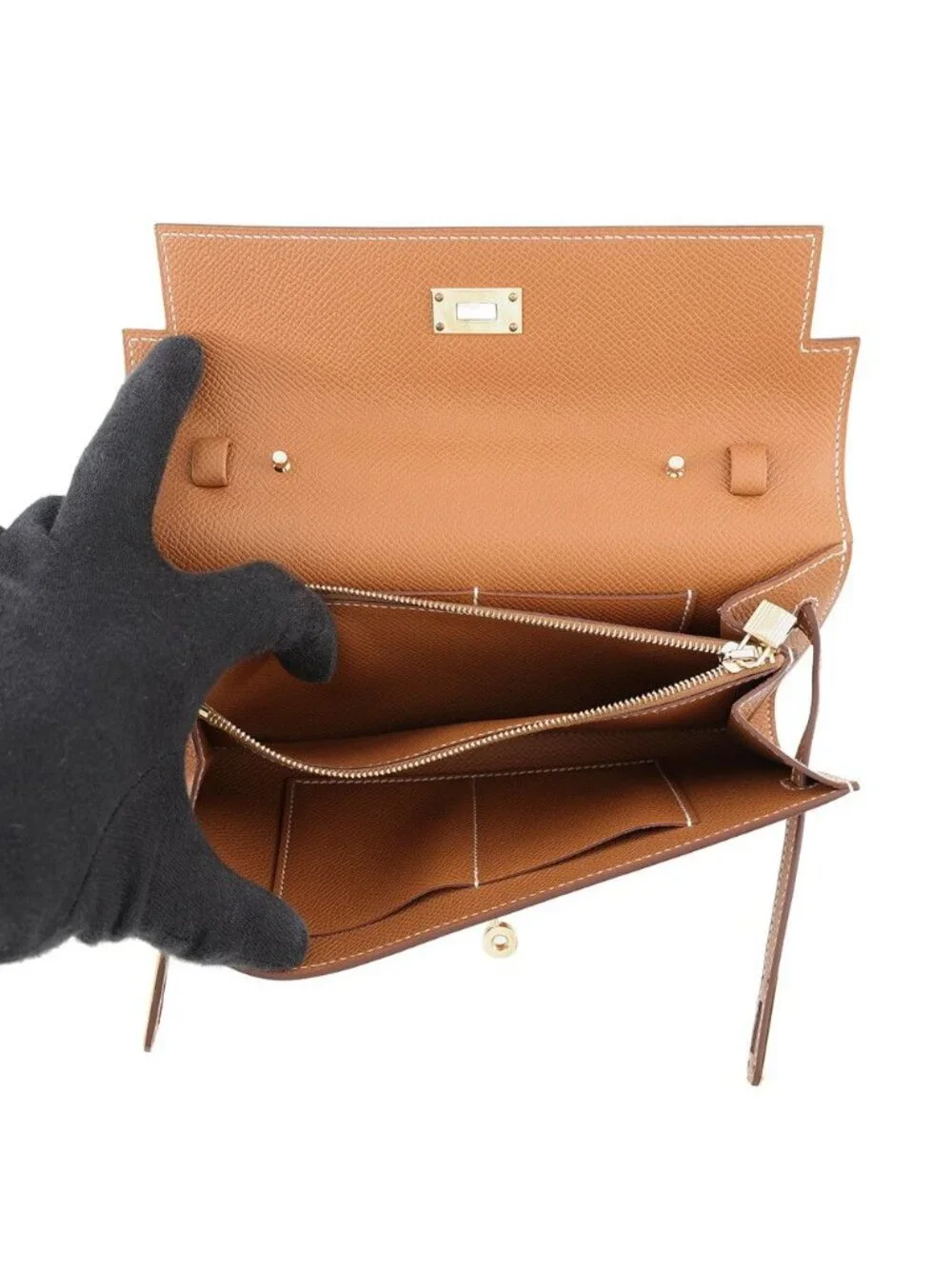 Hermes Kelly Wallet Long to Go Gold Epsom